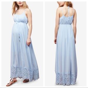 Motherhood Lace Trim Maternity Maxi Dress